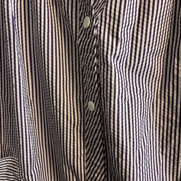 Easy Essentials Women's M Seersucker Lilac/White Snap Front Robe/Housedress 41" - Picture 5 of 7